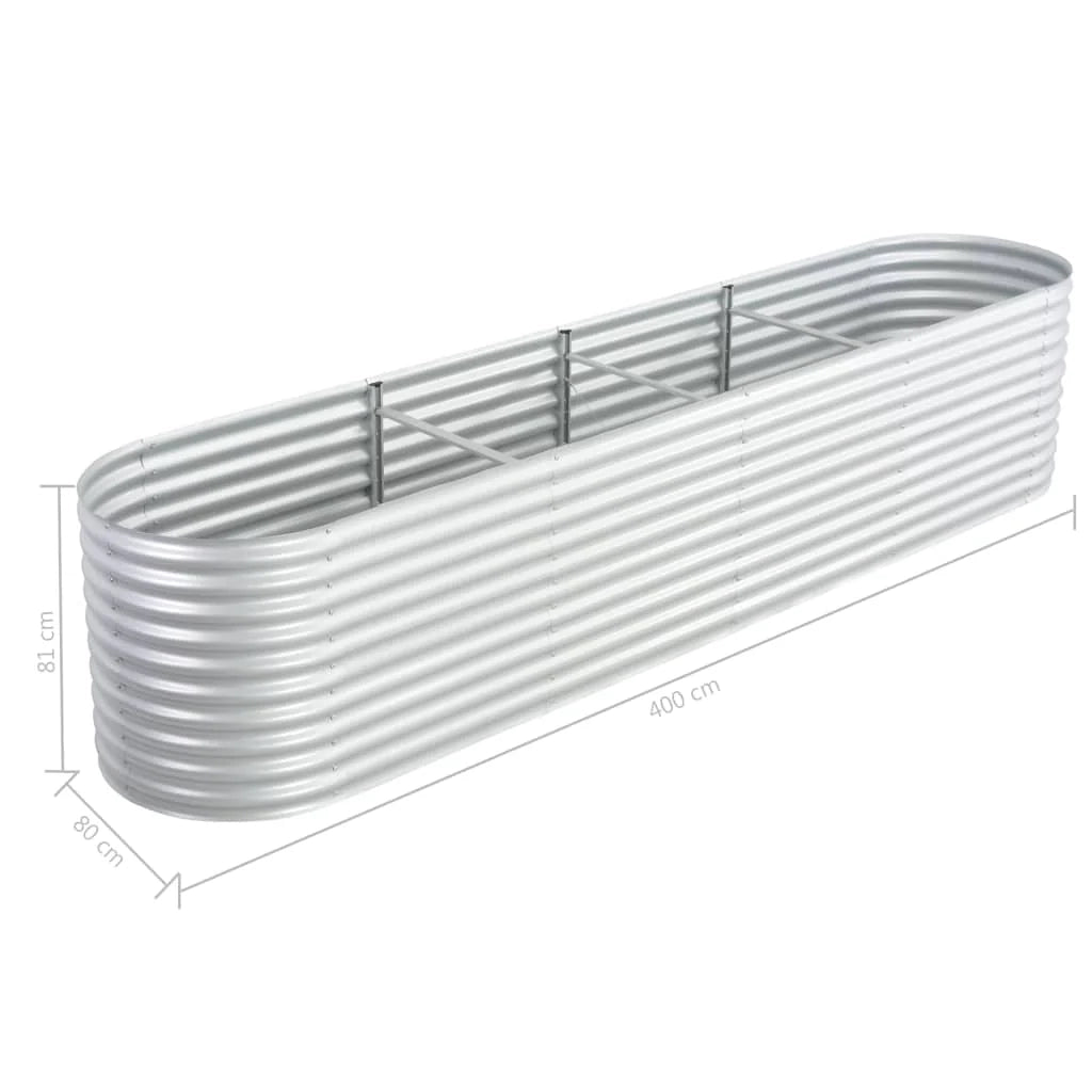 Fioriera rialzata per piante e fiori giardino 400 x 80 x 81 cm acciaio zincato argento 02_0001052