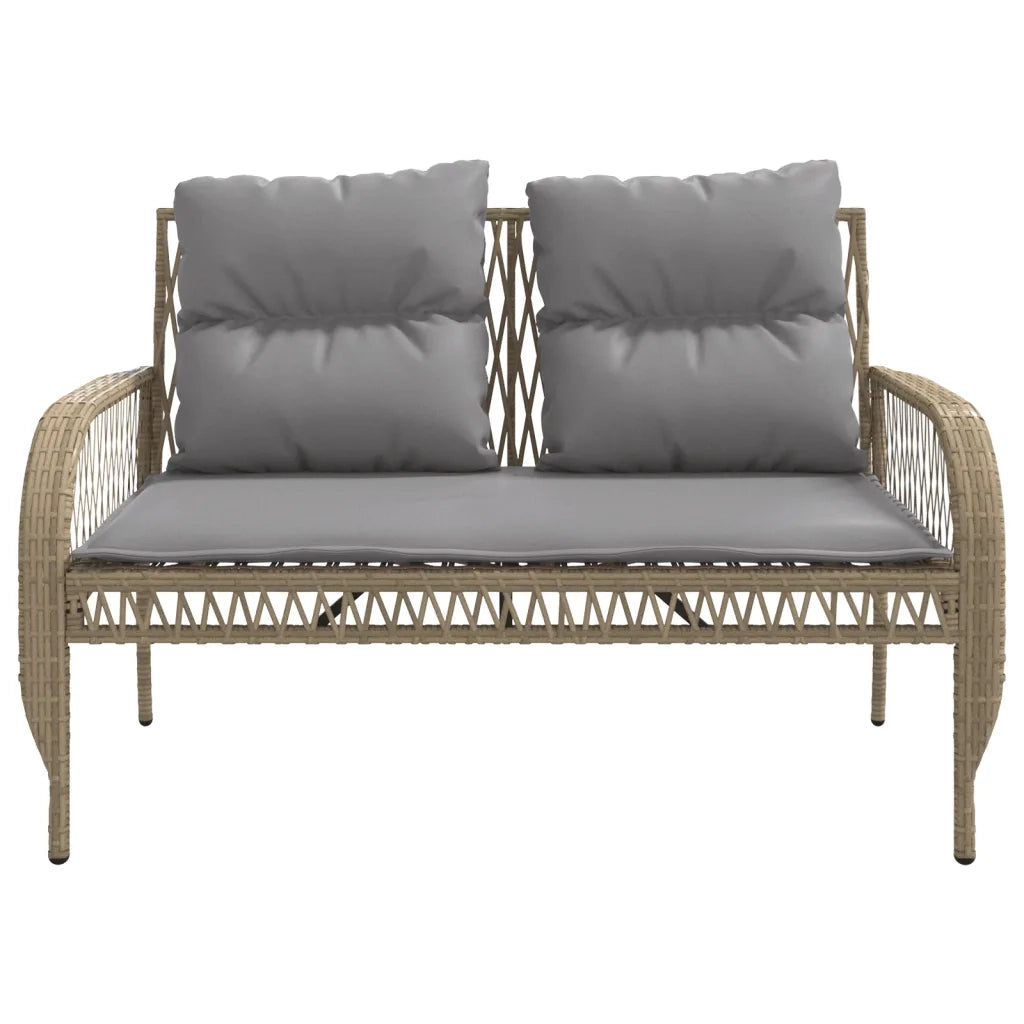 Set Divano da Giardino 4 pz | Set Salotto da Giardino con Cuscini Beige in Polyrattan