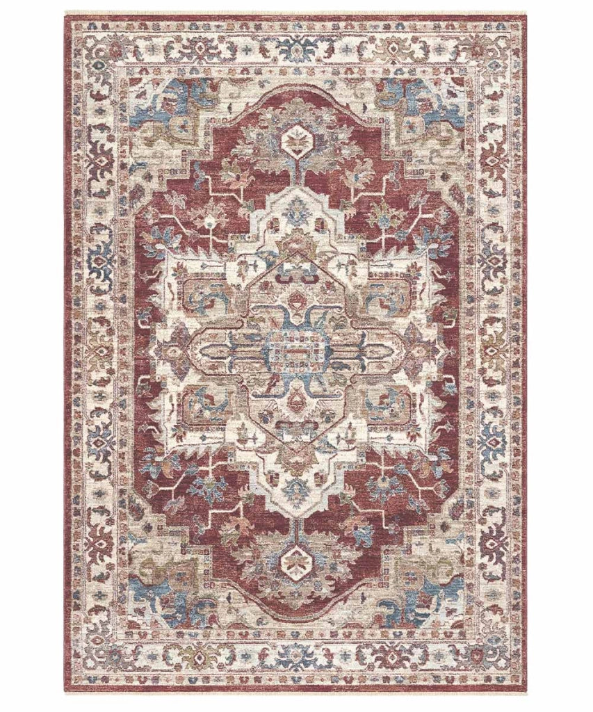 Parure Tappeti orientali MURCIA K7072-E22272 (1 pezzo cm.80x160 + 2 pezzi cm.60x133) motivo persiano stile classico tradizionale colore rosso per scendiletto camera matrimoniale