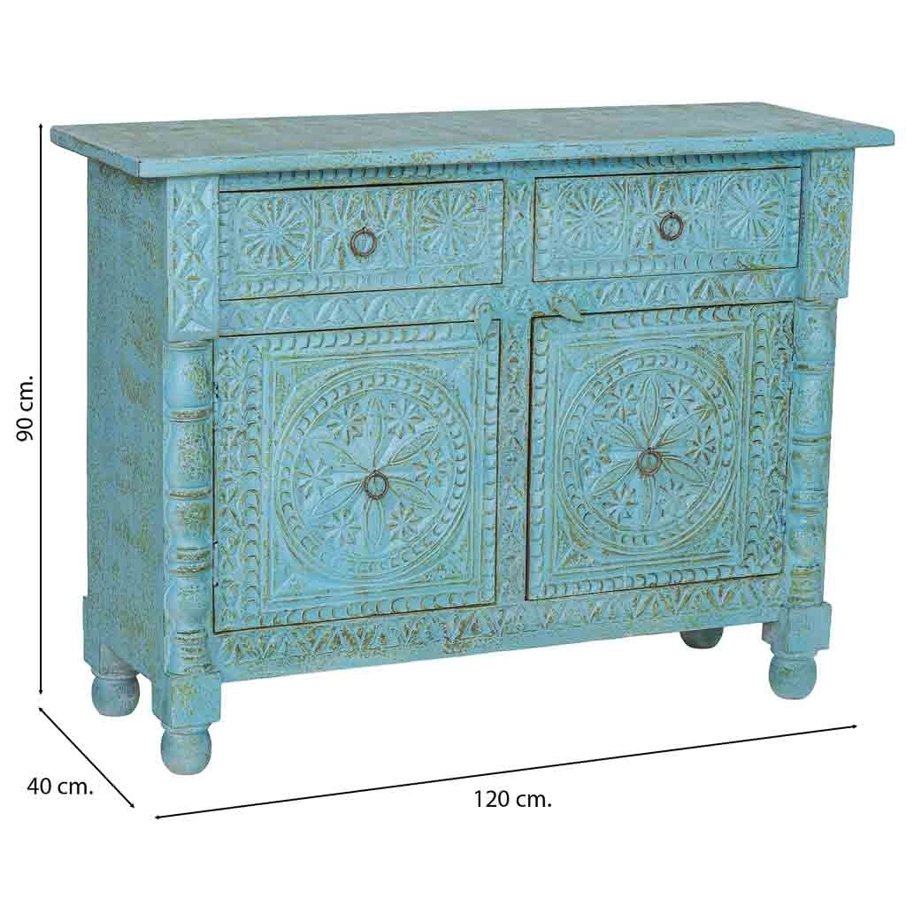 Credenza in legno blu 120x40x90 cm