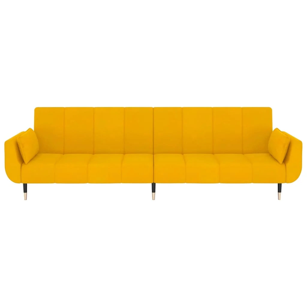 Divano letto a 2 posti soggiorno letto per ospiti trasformabile divano letto pieghevole per soggiorno interno casa posti a sedere con due cuscini velluto giallo 02_0020107