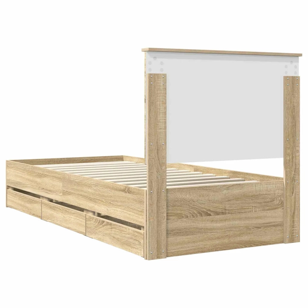 Struttura del letto con cassetto Rovere Sonoma 90 x 200 cm 3411154