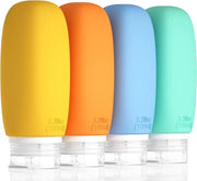 Set di flaconi di shampoo per viaggio, 4 flaconi in silicone da 100 ml, BPA-free, impermeabili e facili da riempire per la hand baggage.