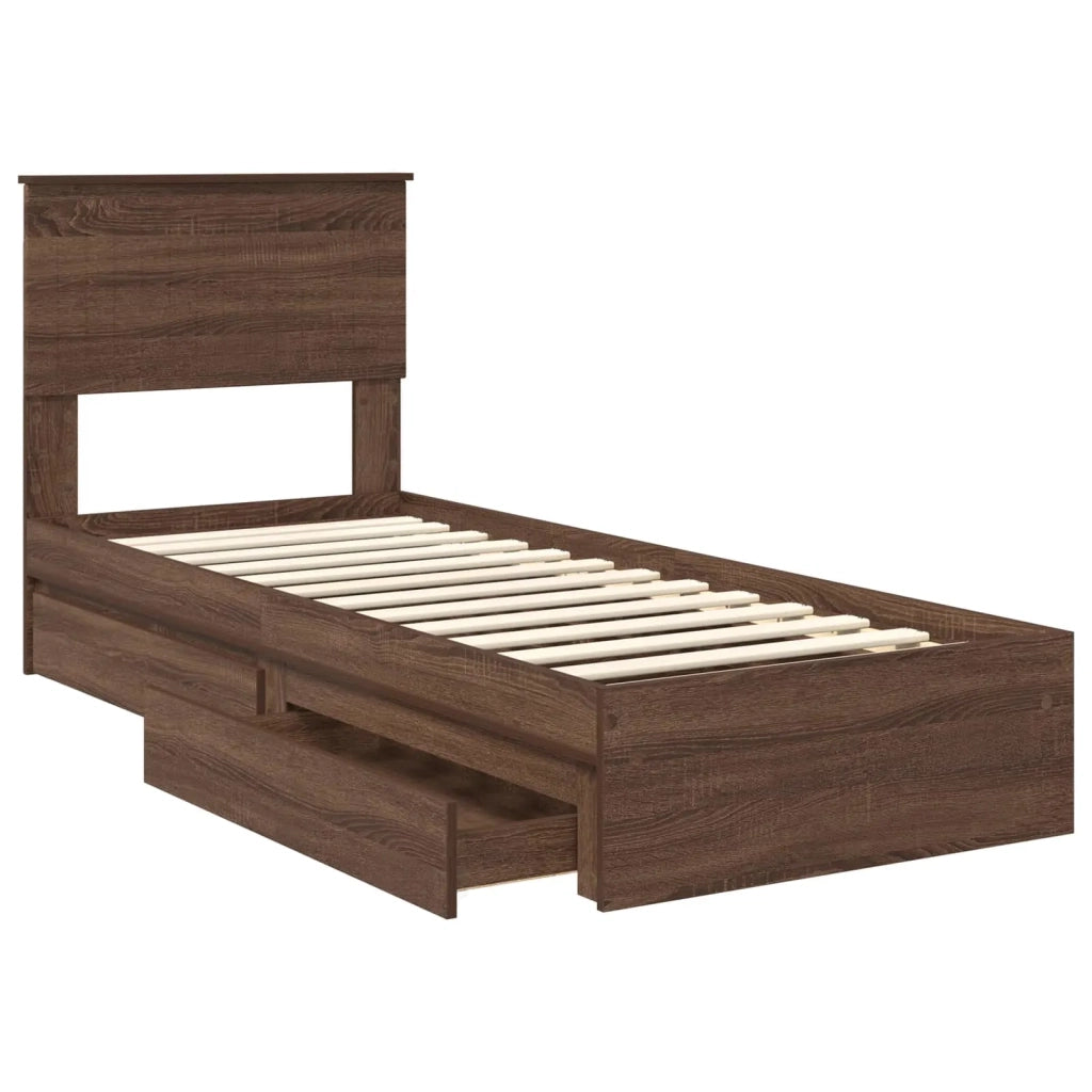 Letto con Contenitore con testiera Rovere Marrone 75 x 190 cm 3410853