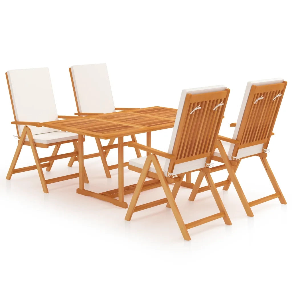 Set da Pranzo da Giardino 5 pz con Cuscini in Legno di Teak cod mxl 40794