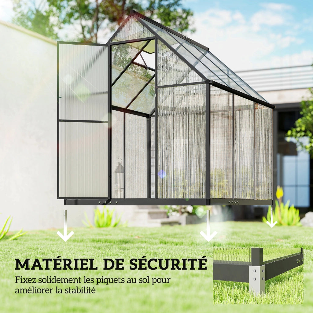 Serra da giardino in alluminio e policarbonato ¨C zephmum ¨C trasparente con finestra regolabile e porta battente