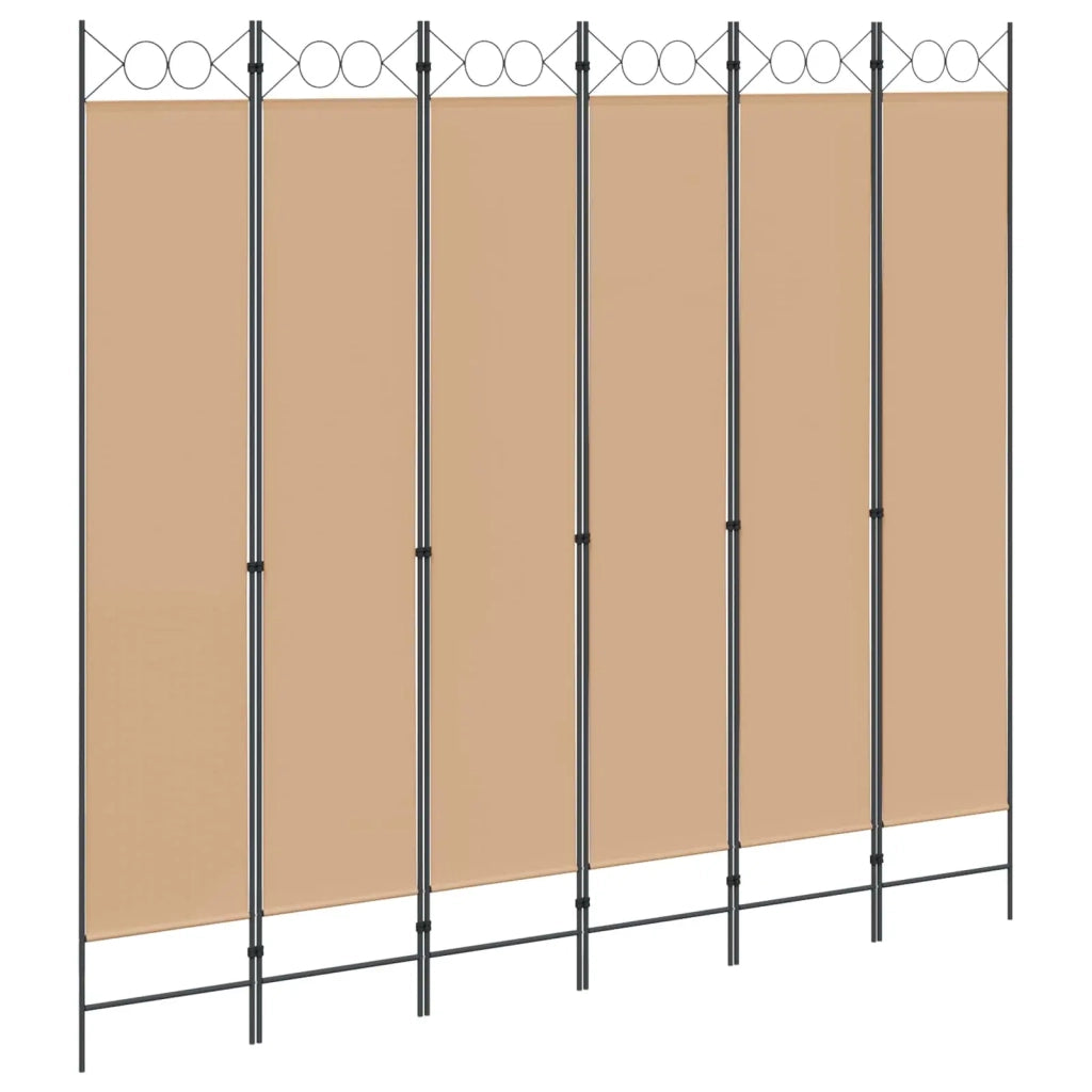 Divisore per Stanza a 6 Pannelli Beige 240 x 220 cm Tessuto 42039206