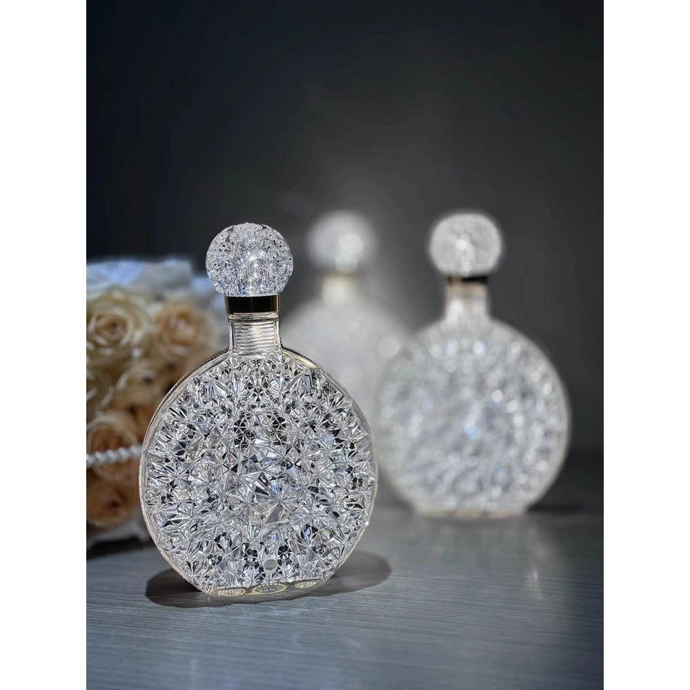Trade Shop - Lampada Da Tavolo Luce Notturna D'atmosfera Cristallo Bottiglia Vino Ricarica Touch -