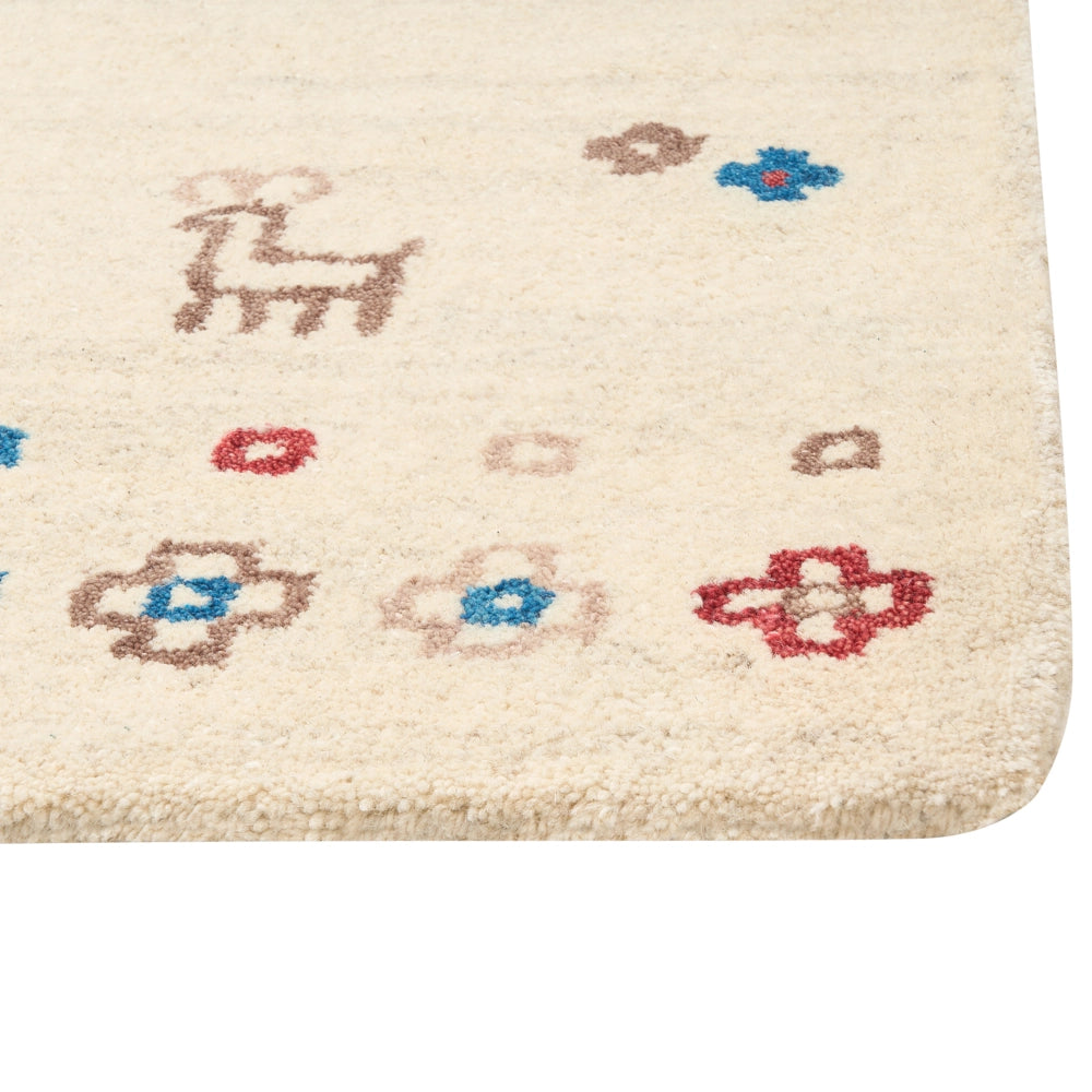 Tappeto Gabbeh di lana beige motivo floreale 200 x 300 cm soggiorno camera da letto