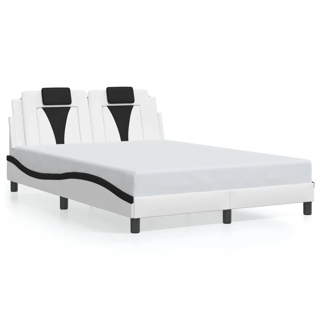 Giroletto Viana con LED senza Materasso-Struttura Letto Bianco e Nero 140x200 cm