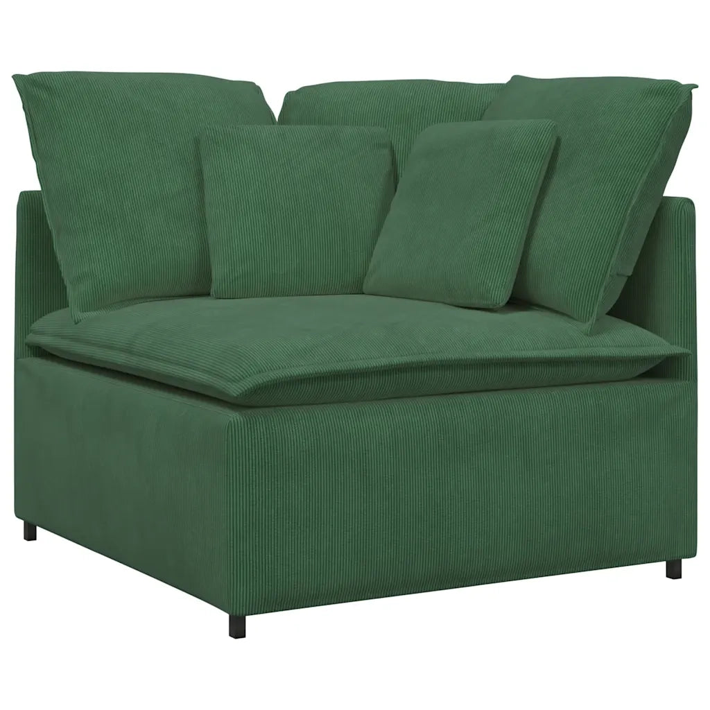 Divano Modulare con Poggiapiedi e Cuscini Verde Scuro 3321232