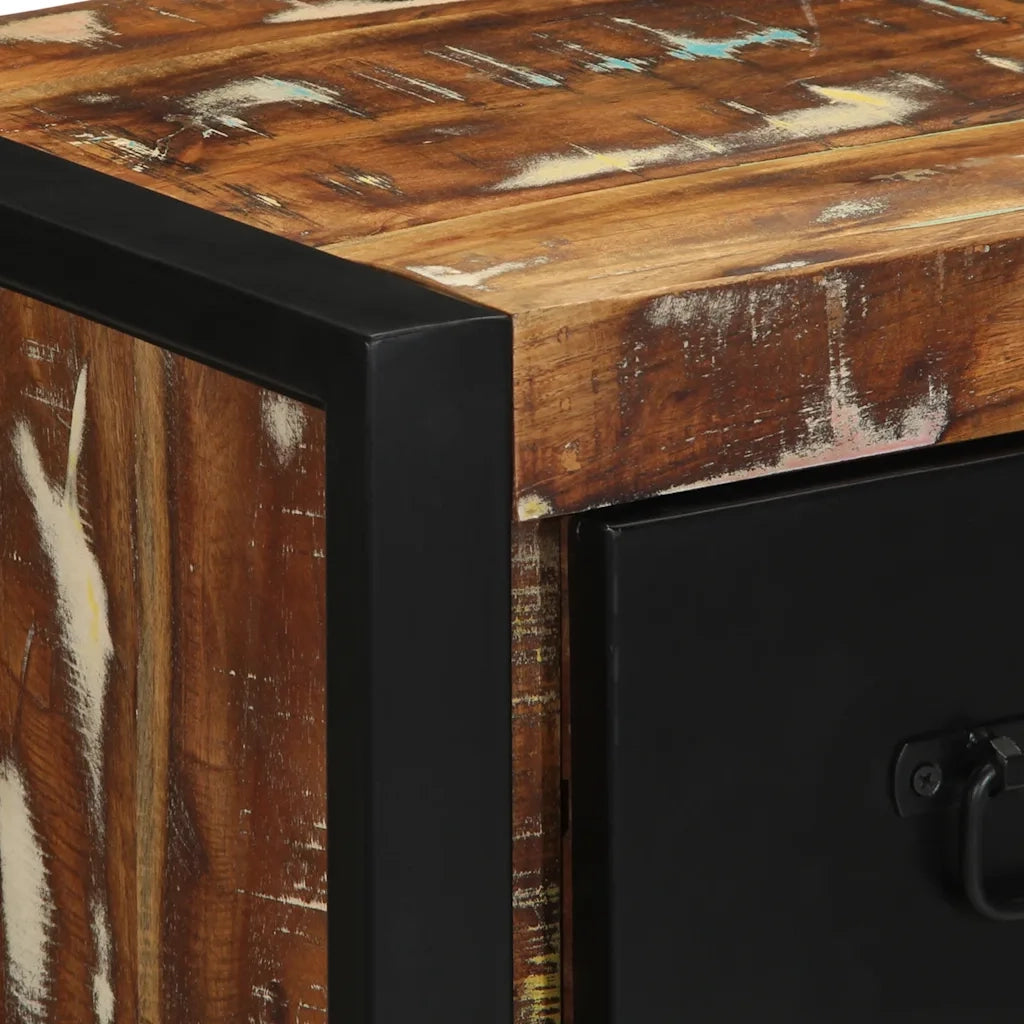vidaXL Comodino Multicolore 40x35x40 cm in Legno Massello Recupero