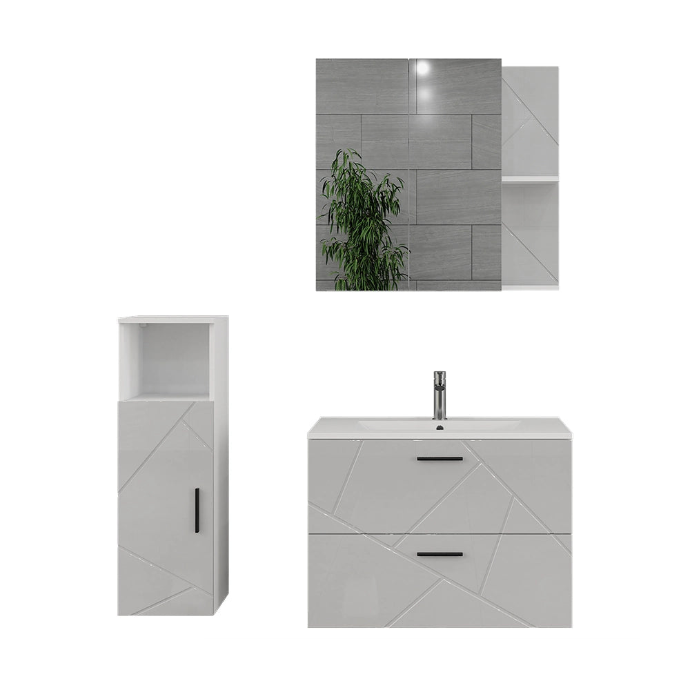 Vicco Set di mobili da bagno Bianco/bianco lucido 4 parti
