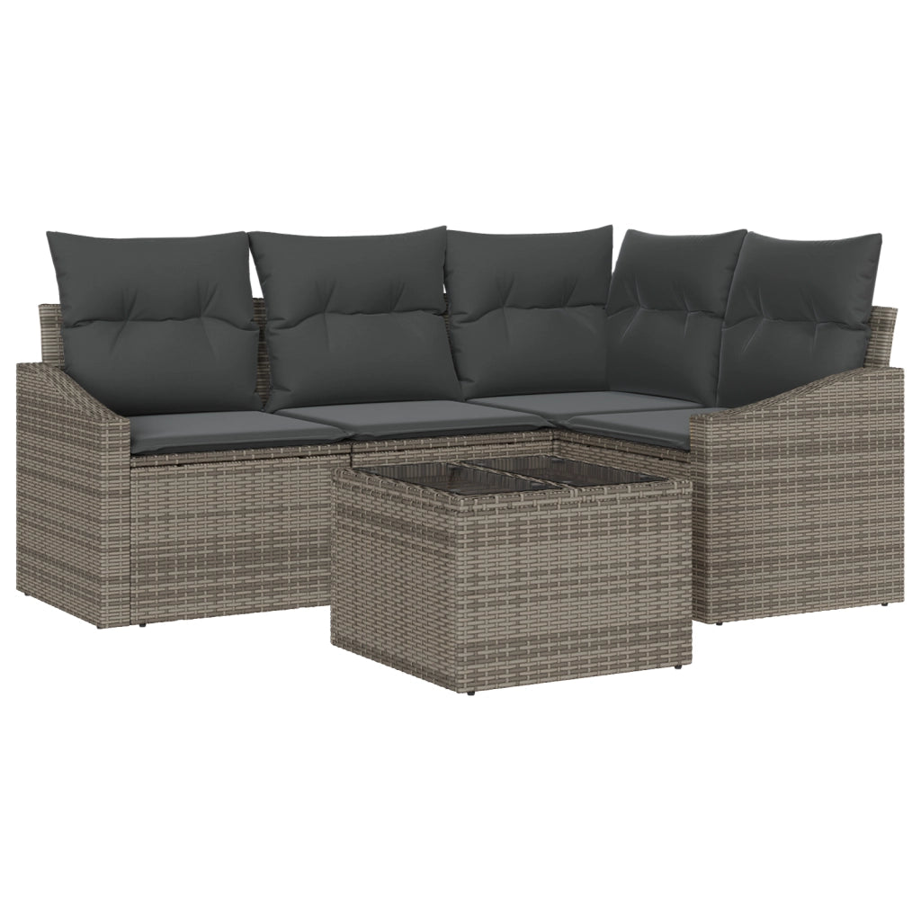 Set da pranzo da giardino di 4 pezzi con cuscini neri in polyrattan