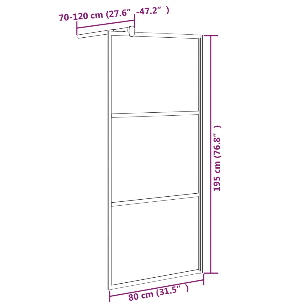 Parete Doccia Walk in 80x195 cm in Vetro Scuro ESG Nero cod mxl 51216