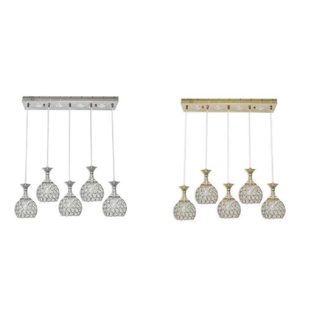 Trade Shop - Lampadario Da Soffitto A Sospensione Plafoniera Sfere Cristalli Attacco G9 B26 -