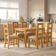 Set da pranzo 7 pz Beige Legno di Quercia Massello 3430266