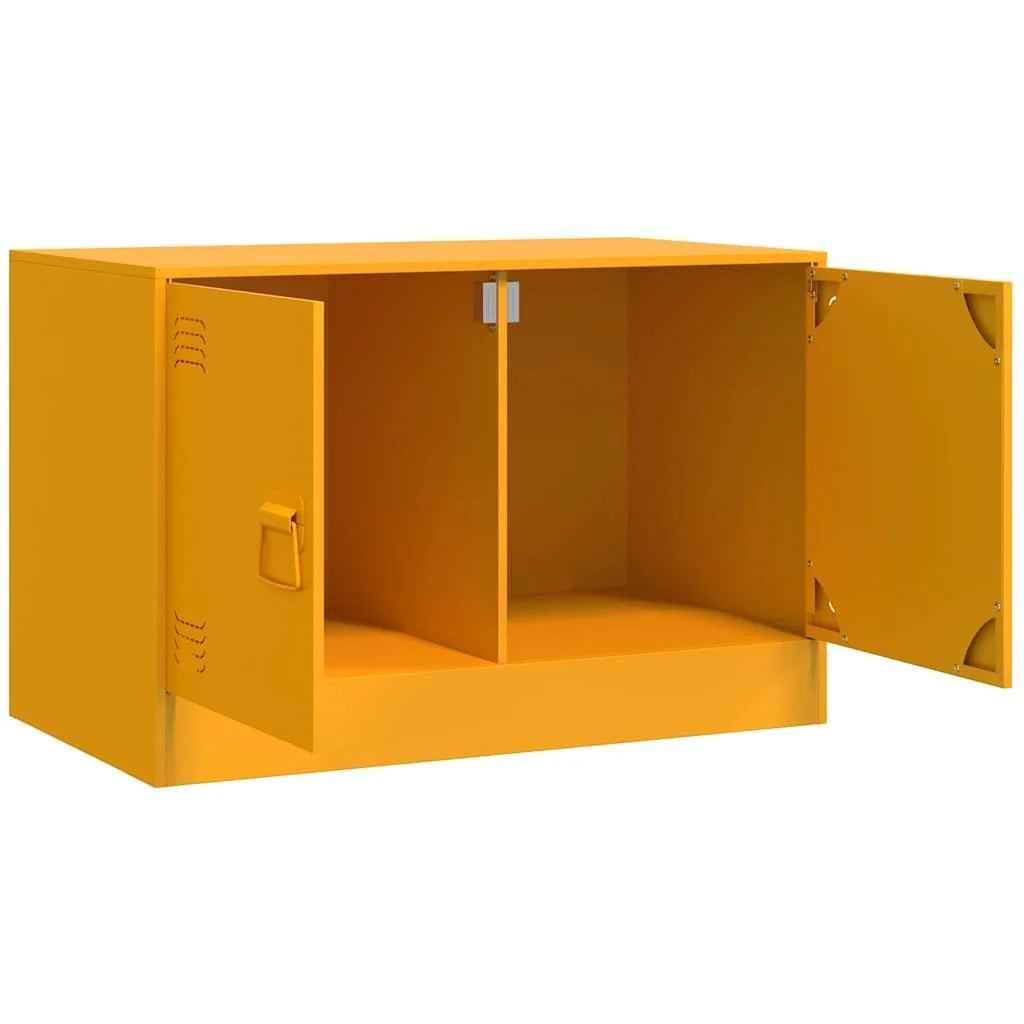Mobile TV multimediale scaffale TV credenza mobile TV sala da pranzo soggiorno camera da letto 2 pezzi giallo senape 67 x 39 x 44 cm acciaio giallo 02_0028630