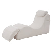 Poltrona relax con tasca laterale e cuscino rimovibile in velluto a coste beige