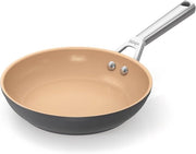 Padella ceramica 20 cm - finitura antiscivolo - induzione - maniglia in acciaio inossidabile - resistente a forni fino a 285 °C - terracotta