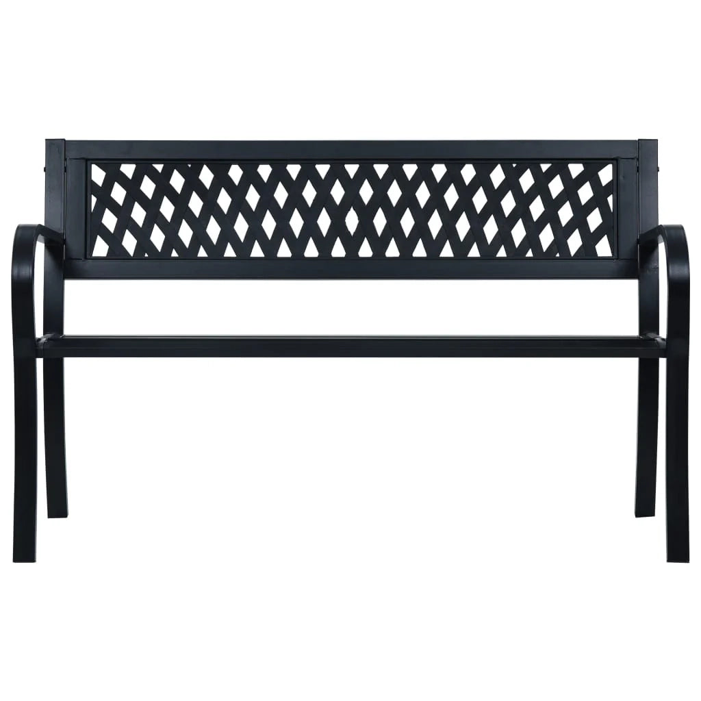 Panca da giardino mobili da esterno terrazza 125 cm acciaio nero 02_0011233