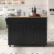 Carrello cucina nero con piano pieghevole e ruote