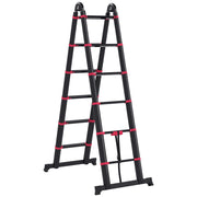 Scala Pieghevole in Alluminio 12 Gradini Antiscivolo 150 kg ¨C zephmum ¨C 379x67.5x11 cm Nero e Rosso