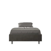 Letto matrimoniale francese con rete imbottito 140x190 microfibra grigio Azelia