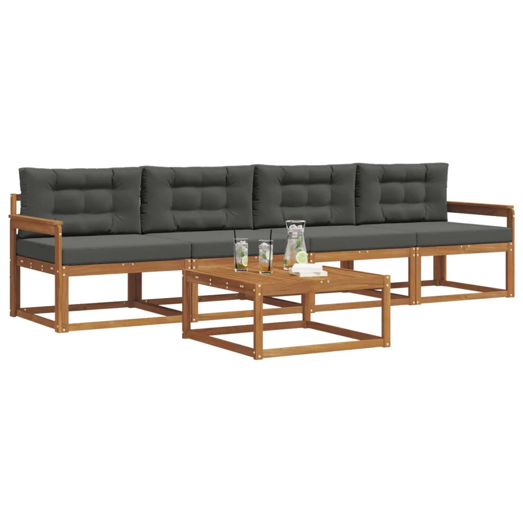 Set di divani da esterno con cuscino 5 pcs Naturale e Antracite 3367150