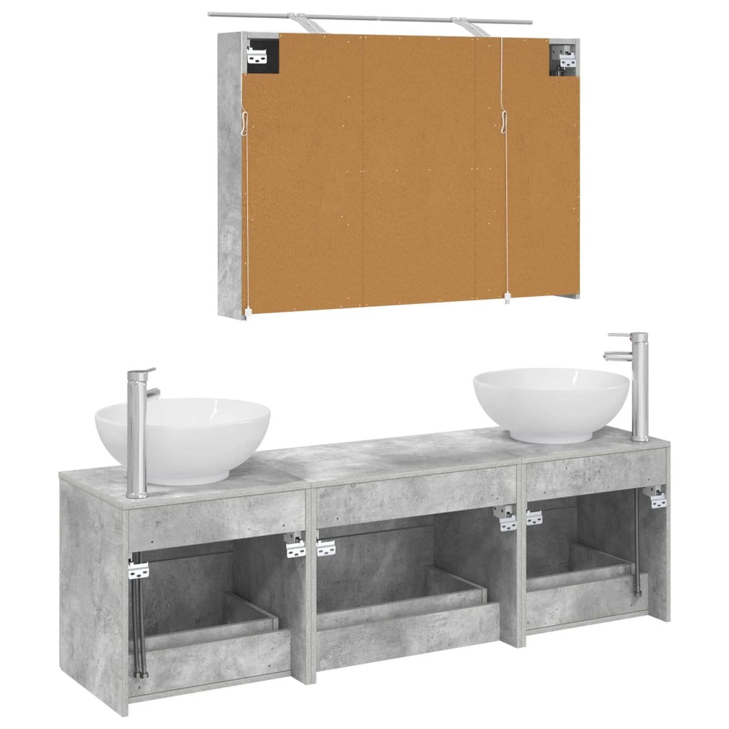 Set di mobili per il bagno 4 pcs Grigio Cemento 3406938