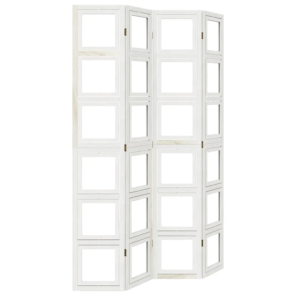 Divisorio Ambienti 4Pannelli Bianco Legno Massello di Paulowniacod mxl 91894