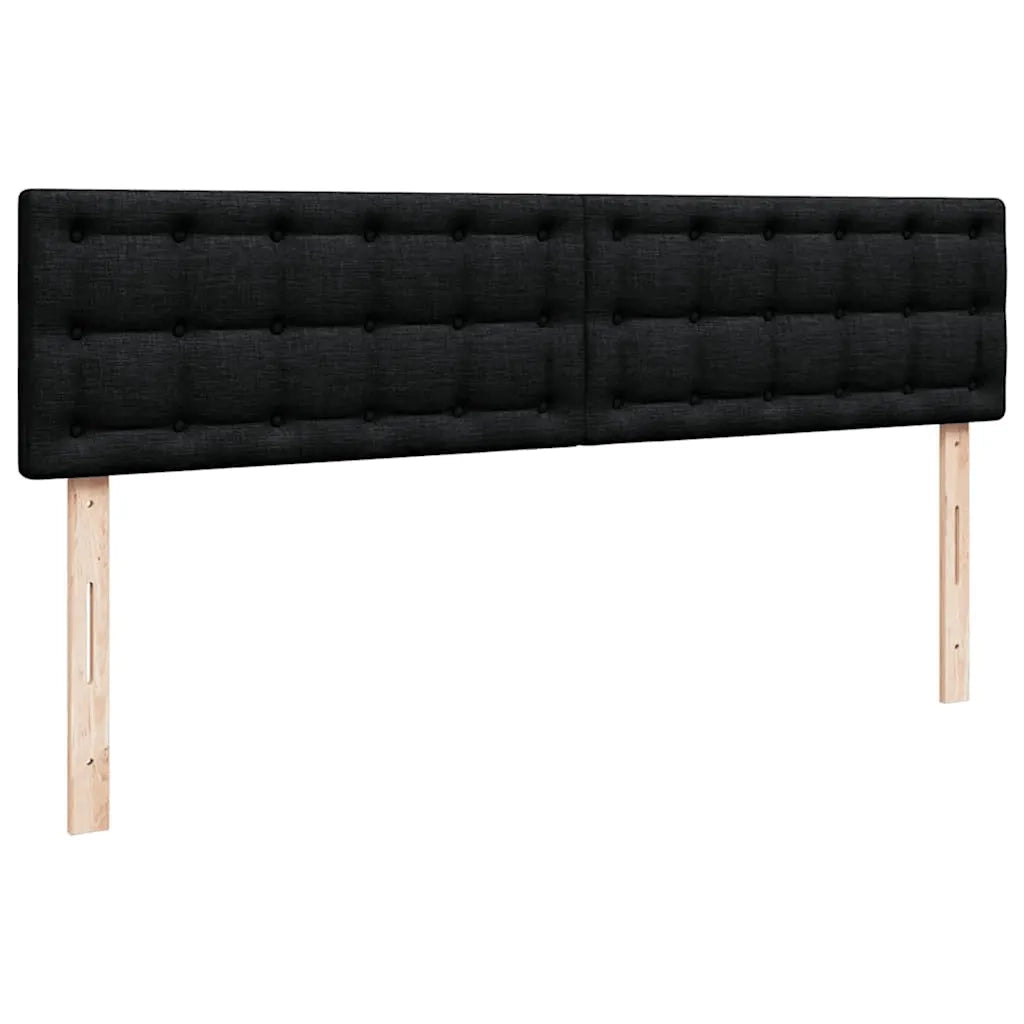 Struttura Letto Pouf con Materassi Nero 160x200 cm in Tessuto 3312880