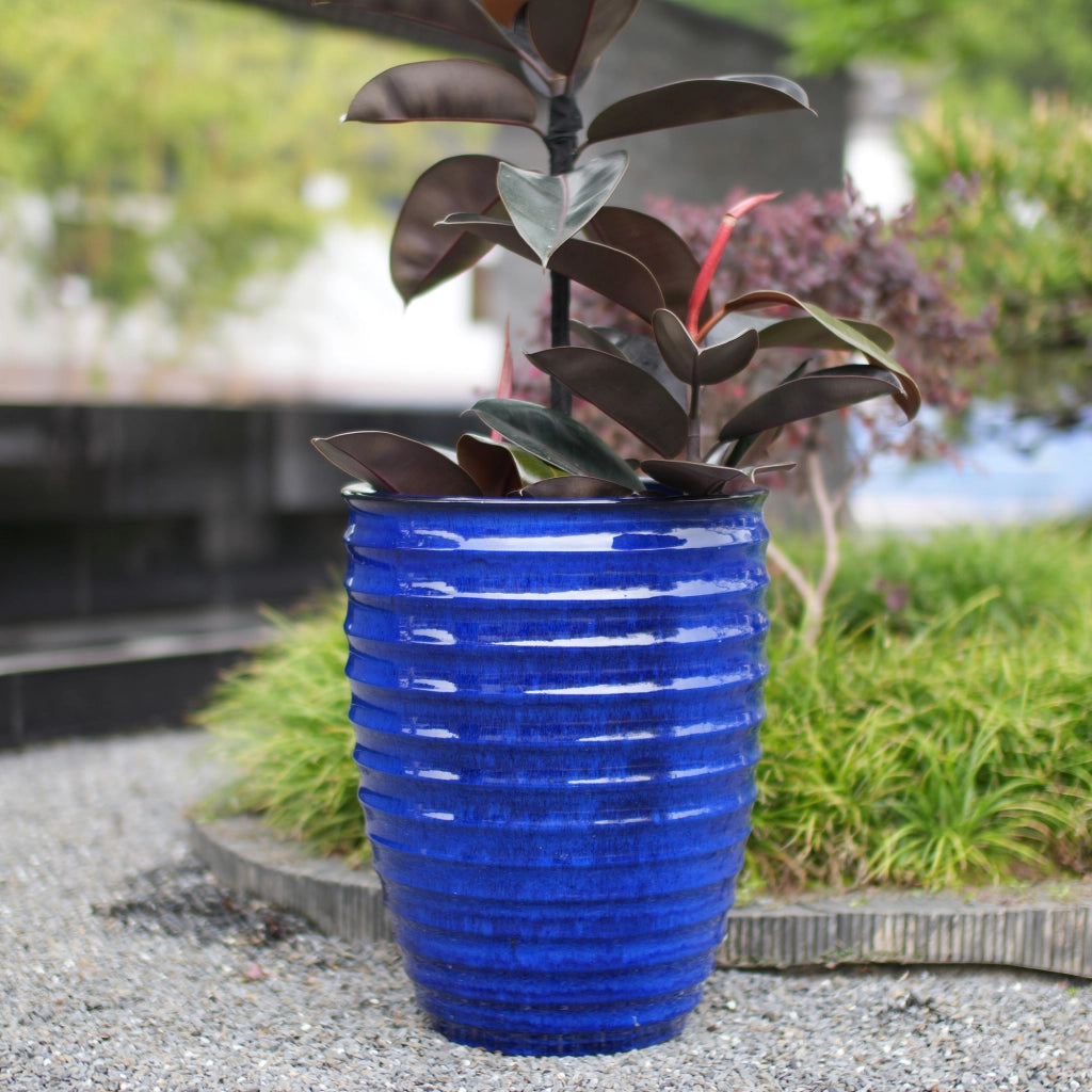 VASO Portapiante in ceramica Ø 42 x H 54 cm Blu zaffiro smaltato