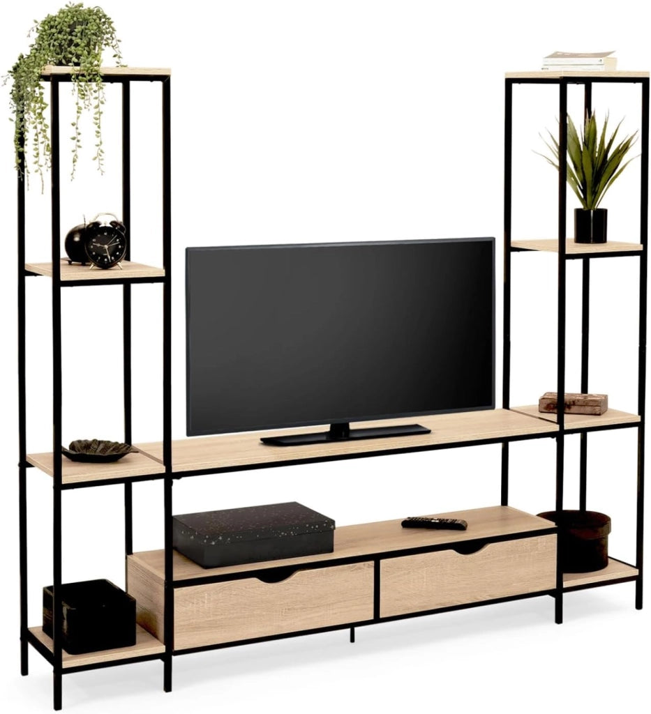 DETROIT Mobile TV da 164 cm con ripiani dal design industriale