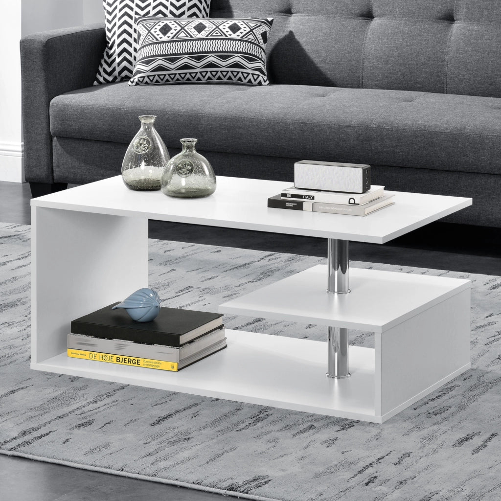 Tavolino da Salotto Haarlem con 3 Piani 90 x 50 x 41 cm - Bianco [en.casa]