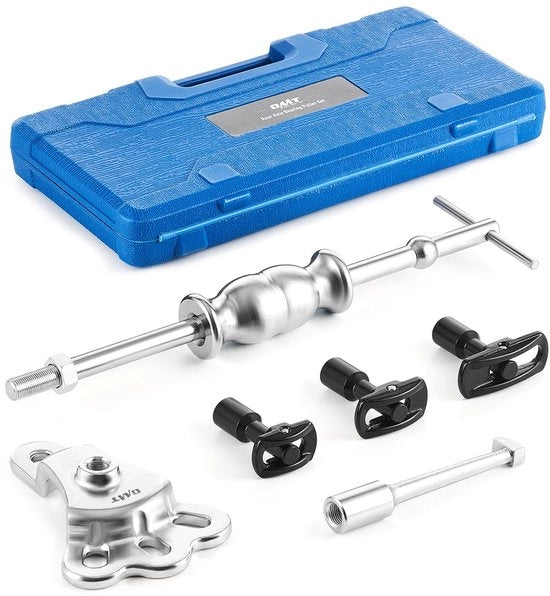 Wielnaaftrekker Wiellagertrekker, Wiellagergereedschap met glijhamer 4-gats 3-adapters, binnendiameter da 1 a 2,7/8" per autowielnavi, assi, oliogetti, bussi