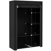 Armadio Guardaroba Portatile in Tessuto con Ripiani e Appendino ¨C zephmum ¨C 103x43x162.5 cm, Nero