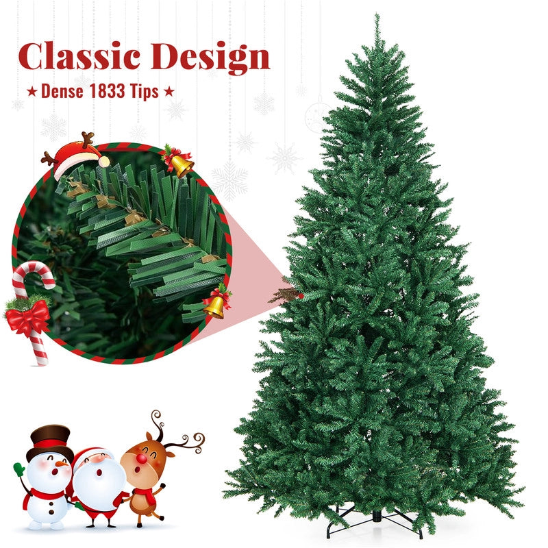 Albero di Natale artificiale 180 cm, albero di Natale con guanti e 866 punte di rami, supporto in metallo, montaggio rapido, ignifugo, abete