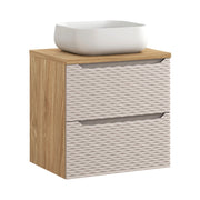 Set mobili bagno 60 cm con piano e lavabo da appoggio Nika Ocean Beige 60 x 1401 x 46 cm