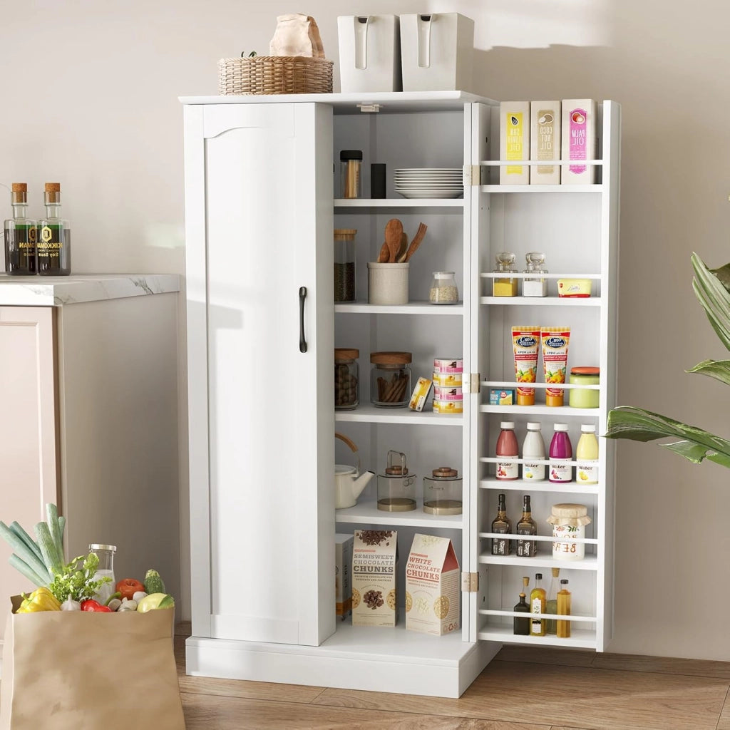 Mobile Cucina Dispensa con 2 Ante, Armadio Cucina Dispensa con 16 Ripiani Regolabili, Dispositivo Antiribaltamento, Mobile Cucina per Sala da Pranzo, Soggiorno, 60 x 40 x 120 cm, 2 Colori