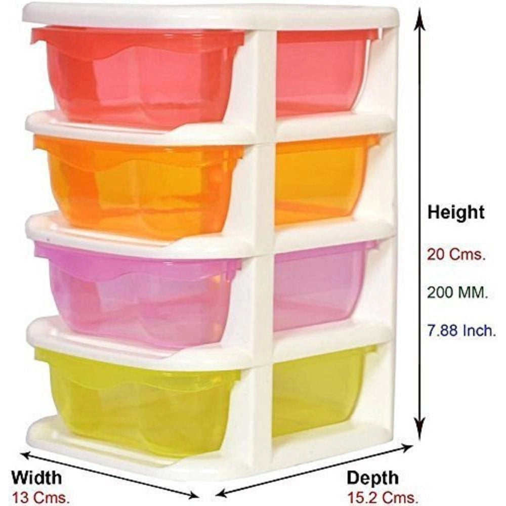 Trade Shop - Mini Scatola Di Immagazzinaggio Desktop Cassetto A 4 Strati Plastica Multicolore -