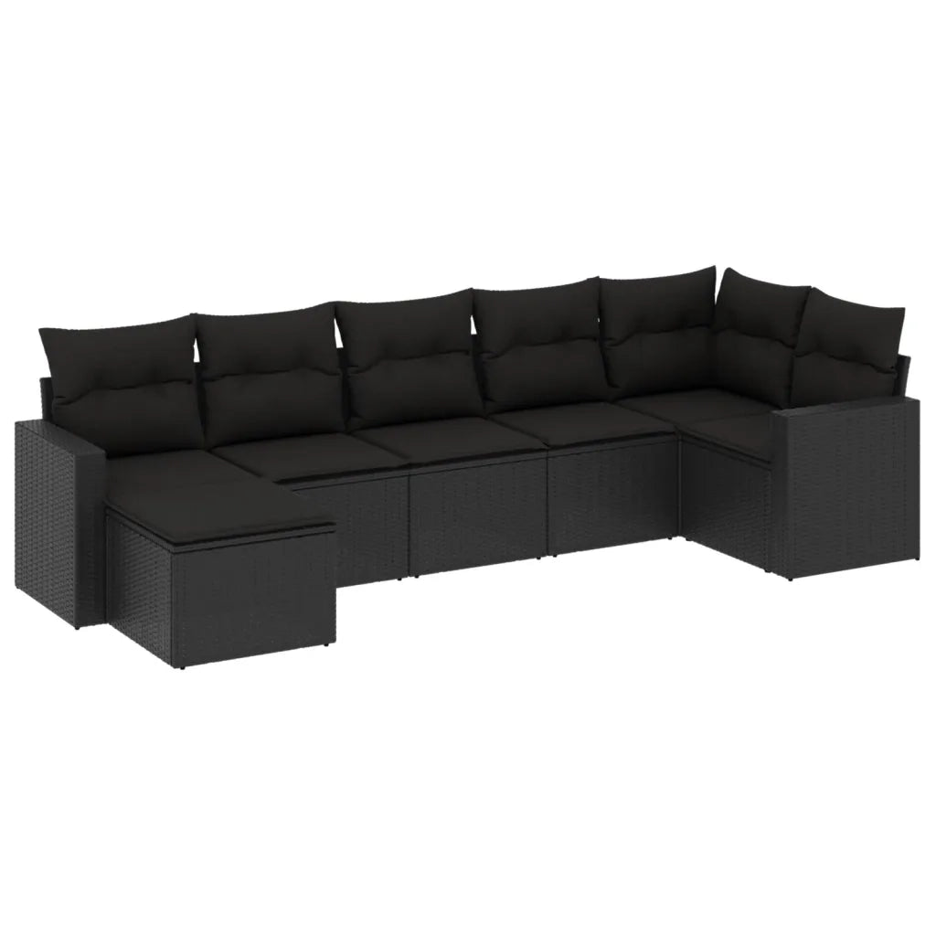 Set Divani da Giardino con Cuscini 7pz Nero Polyrattan 3219265