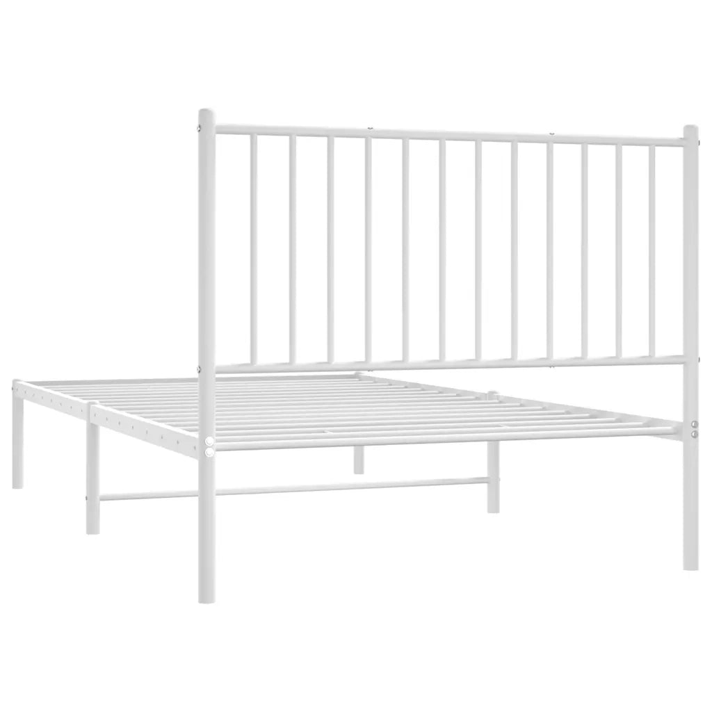 Giroletto con Testiera-Struttura Letto con testiera Metallo Bianco 100x190 cm 591487