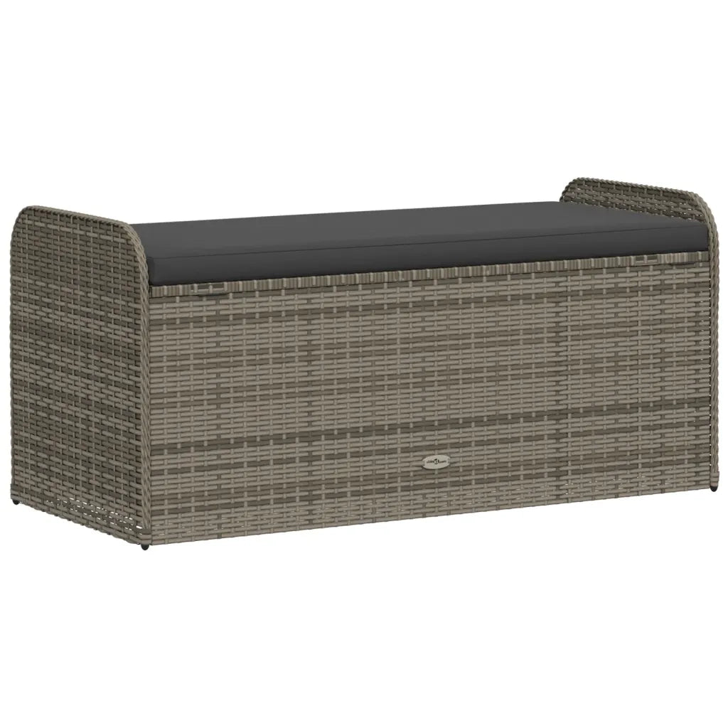 Cassapanca con Cuscino Grigia 115x51x52 cm in Polyrattan 365728