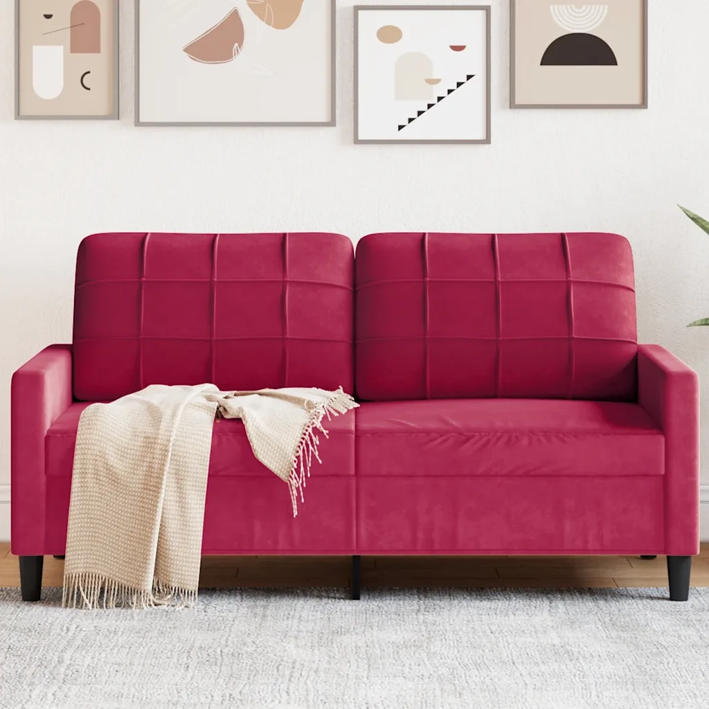 vidaXL Divano a 2 Posti Rosso Vino 140 cm in Velluto
