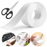 Trade Shop - Nastro Sigillante Pieghevole Impermeabile Antimuffa Per Bagno Cucina 3.4 Mt Bianco -
