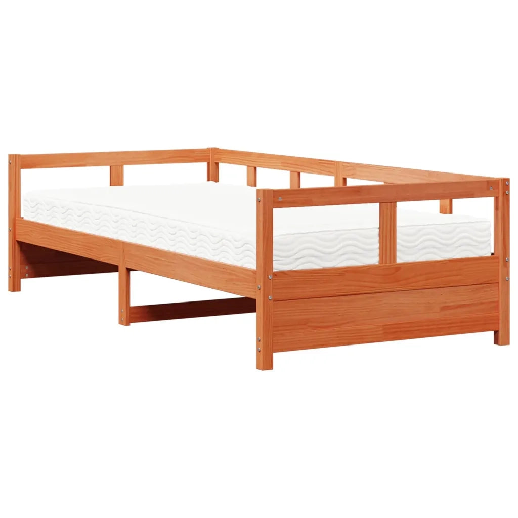 Dormeuse con Materasso Marrone 90x200 cm Legno Massello di Pino 3321052