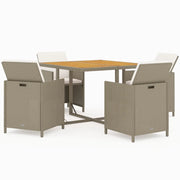 Set da Pranzo da Giardino 5 pz | Set Salotto da Giardino con Cuscini Beige in Polyrattan