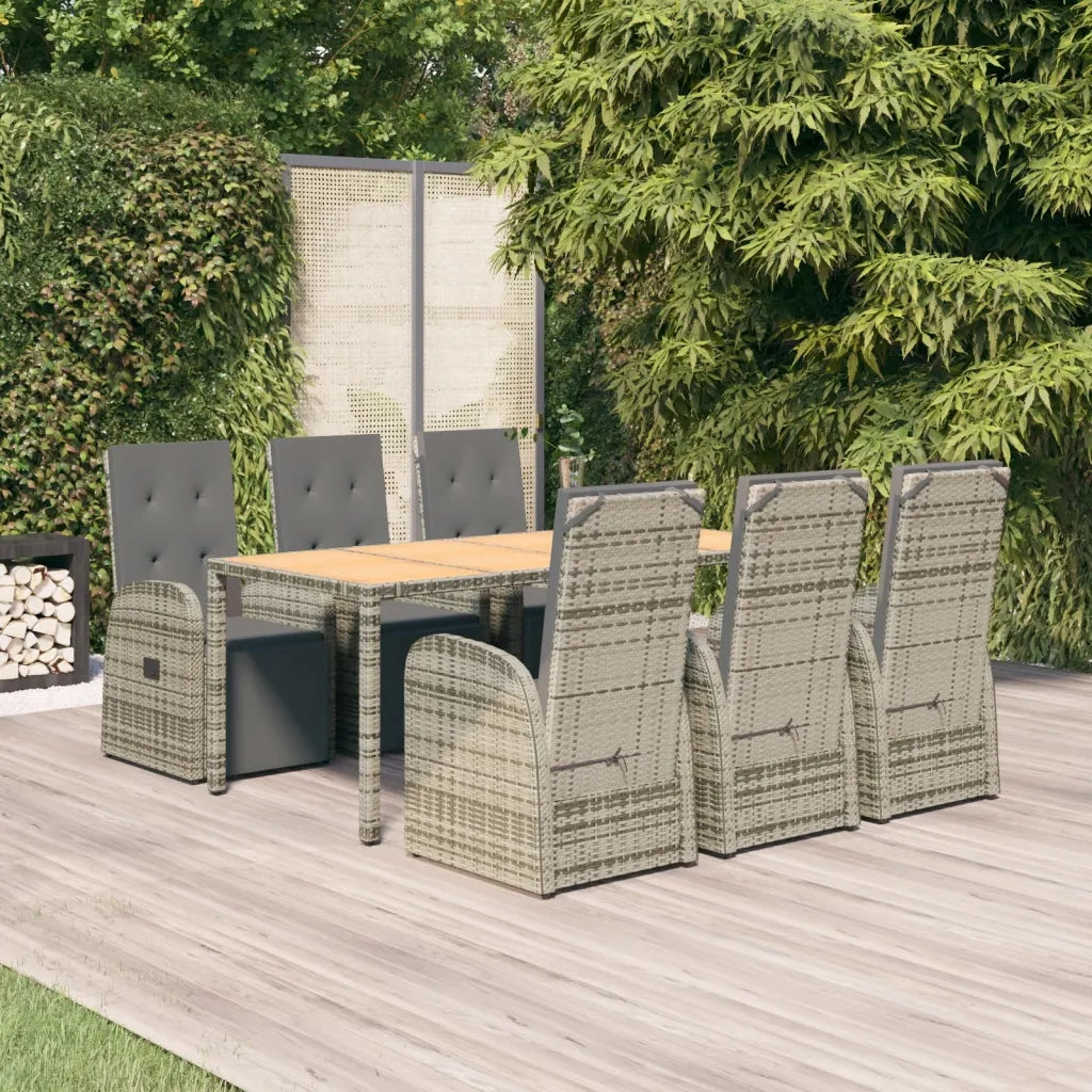 Set da Pranzo da Giardino 7 pz con Cuscini in Polyrattan Grigio 3157595