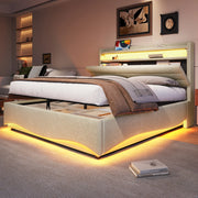 letto imbottito lino beige 140 x 200 cm
